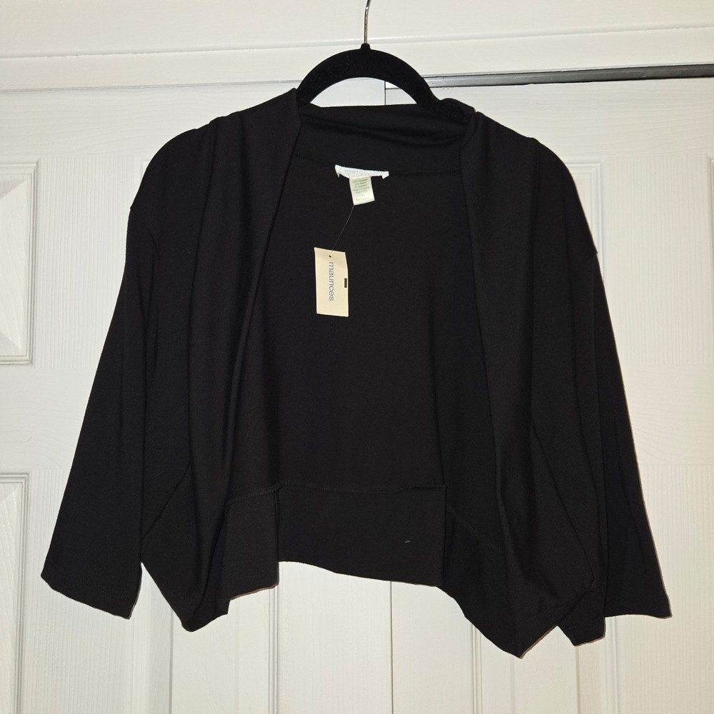 Maurices Black 3/4 sleeve cropped bolero cardigan Womens Plus Size 3x